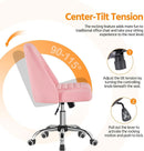 Pink PU Leather Armless Office Chair With Rolling Wheels