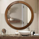 30 Inch Walnut Round Wall Mirror Rustic Style