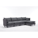 Modular Sectional Sofa,  L Shaped Couch Set for Living Room, 4-Seater Comfy Cloud Couches with Movable Ottoman Dark Grey