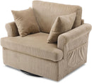 Vingl Modern 39.2Inch ExtraWide Swivel Armchair Khaki