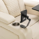 Home Theater Recliner with 270 Degree Swivel, PU Leather, Power Recliner with Tray Table, Phone Holder, Cup Holder, USB Port, White