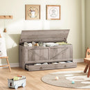 SolidWoodFinish Storage Bench Greige 43Inch Drawer