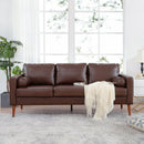 Small Sofa Couch 76.97 in . Brown 3 Seat Comfy Couches for Living Room, Mid Century Modern Couch with iron wood structure, Soft Cushion Sofa for Home/Office/Apartment