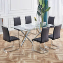 Black Modern High Back Faux Leather Dining Chairs Set Of 4
