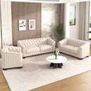 Modern Velvet Upholstered 3-Piece Sofa Set with Rubber Wood Legs in Beige