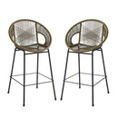 Ferrara Outdoor Patio Green Faux Wicker Barstool Set with Ergonomic Design and Durable PE Material