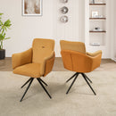 360° Swivel Home Office Desk Chairs Set of 2,Modern Dining Chairs with Arm, Upholstered Bedroom Chairs with Metal Base,Makeup Chair for Vanity, for Living Room, Bedroom,Study Room,Dining Room(Orange)