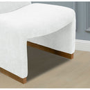 Comfy Accent Chair, Upholstered Slipper Chair, Armless Chair with Wood Legs and Soft Fabric for Living Room, Bedroom, White