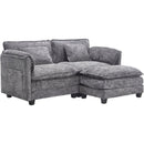 UNITED WE WIN Chenille fabric, solid construction, the overall structure of the sofa is stable, detachable armrests, two foot stools and two-seat sofa with side pockets