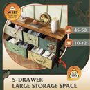 Floral Painted Dresser With 5 Drawers And Fabric Bins