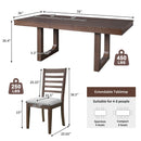 7-Piece Farmhouse Extendable Dining Table Set, 78 in Rustic Wood Table with 18 in Removable Leaf and 6 Upholstered Chairs for Dining Room