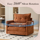 UNITED WE WIN Swivel Barrel Chair - Mid Century Modern Chair, Thick Padded Arm Chair with Solid Metal Base, Comfortable Single Sofa Chair, Swivel Accent Chair for Living Room Bedroom