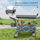 Push & Pull Utility Folding Wagon with Removable Canopy, gray