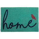 A Bird Perched on Home Coir Doormat