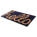 Cursive Hello Dark Blue Coir Doormat