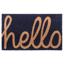 Cursive Hello Doormat Handwoven, Durable - Dark Blue