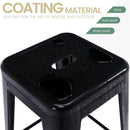 24 Inch Black Metal Bar Stools Set of 2 Backless Indoor Outdoor Square Seat Counter Height