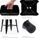 24 Inch Black Metal Bar Stools Set of 2 Backless Indoor Outdoor Square Seat Counter Height