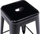 24 Inch Black Metal Bar Stools Set of 2 Backless Indoor Outdoor Square Seat Counter Height