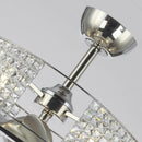 24" Modern DC Motor Satin Nickel Downrod Mount Reversible Crystal Fandelier Ceiling Fan with Lighting and Remote Control