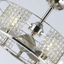 24" Modern DC Motor Satin Nickel Downrod Mount Reversible Crystal Fandelier Ceiling Fan with Lighting and Remote Control