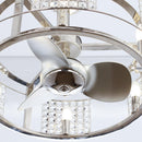 24" Modern DC Motor Satin Nickel Downrod Mount Reversible Crystal Fandelier Ceiling Fan with Lighting and Remote Control