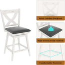 24 Inch Counter Height Bar Stools With 360 Degree Swivel And Grey Faux Leather Seat