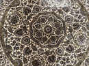 Round Indo Persian Rug 8x8 ft, Large Hand Knotted Vintage Wool Circular Carpet, 8ft Round Oriental Rug, Floral Medallion, Cream and Green