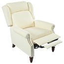 Upholstered Push Back Recliner Chair with Classic Wing Back, Beige Chenille, 29.75'