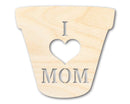 Unfinished I Love Mom Flower Pot Shape | DIY Craft Cutout | up to 46" DIY