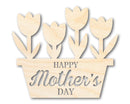 Unfinished Happy Mother's Day Flower Pot Shape | DIY Craft Cutout | up to 46" DIY