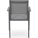 Outdoor Modern Aluminum Dining Chair with Mesh Seat (Set of 2), Gun Metal Gray and Dark Gray