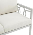 2 Piece Outdoor Coffee Table And Loveseat Set Gray Frame Creme Cushions
