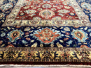 Palace Size Indo Persian Rug 12x15, Sultanabad Mahal Carpet, Red Navy Blue, Fine 210 KPSI
