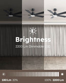 52 Inch Ceiling Fan With Lights Remote Black 5 Blade