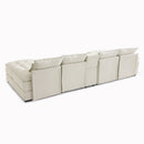 U-shaped Beige Upholstered Sofa with Console and Cupholders for Living Room