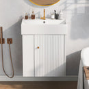 21.6inch Modern Floating Bathroom Vanity with Ceramic Basin - Perfect for Small Bathrooms, Left side storage