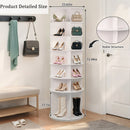 7 Tier Rotating Shoe Rack with High Base Design, Freestanding 360° Organizer for 28 Pairs , White PVC