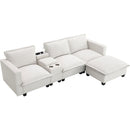 [VIDEO+NEW]109*57' Modern Sectional Cloud Sofa with Console,USB charger,Reading Light,Cup Holder,Wide Seat,4 Seat Chenille Modular Couch,Storable Indoor Funiture for Living Room,Apartment,2 Colors