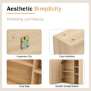 Natural Wood Grain Multi-Function Mirror Cabinet - Clear Mirror and Storage Space. MDF material mirror cabinet,a separate wall mounted bathroom mirror for storage and space saving.