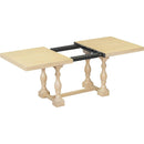 Traditional 6-Piece 78inch Trestle Extendable Dining Table Set with One 18inch Removable Leaf, Padded Dining Chairs and Bench,Natural