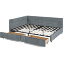 Full Size Storage Upholstered Tufted Bed Frame, Sofa Bed Frame with Comfortable Backrest and Armrests, Full Size Bed for Bedroom, Living Room,Velvet, GREY(80.5''*59''*29.5'')