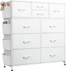 White Dresser 10 Drawer Storage Chest With Metal Frame