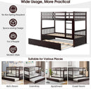 Twin Over Twin Bunk Bed With Trundle In Espresso Solid Wood