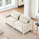 Elegant Two-Seater Chenille Fabric Sofa with Lumbar Pillows and Ergonomic Design in Beige