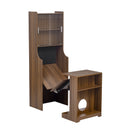 Mid-Century Modern Walnut Vintage Multi-use Cabinet With Cat scratcher Bed cat friendly furniture