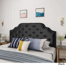 Contemporary Black Velvet Headboard with Button Tufted Design