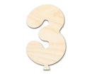 Unfinished Wood Balloon Number 3 Shape | DIY Craft Cutout | up to 46" DIY