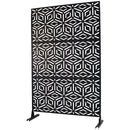 Outdoor & Indoor Privacy Screen Metal Privacy Screen 76' H×48' W, Freestanding Decorative Privacy Screen for Deck Balcony Patio, Privacy Fence Panels for Outside Lawn Garden PS115 BLACK