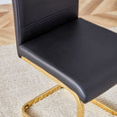 Modern Dining Chairs Set Of 4 PU Faux Leather High Back Black With Gold Legs